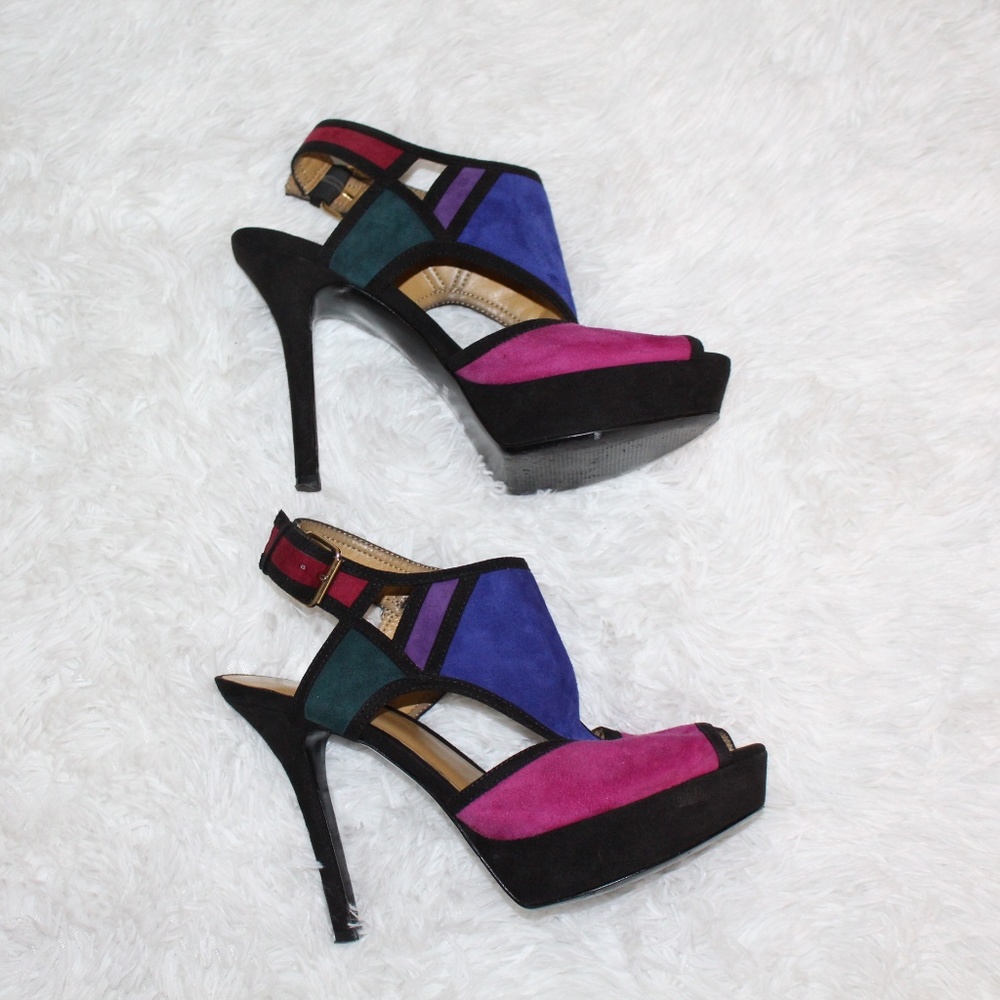 Nine West Color Block Peeptoe Heels